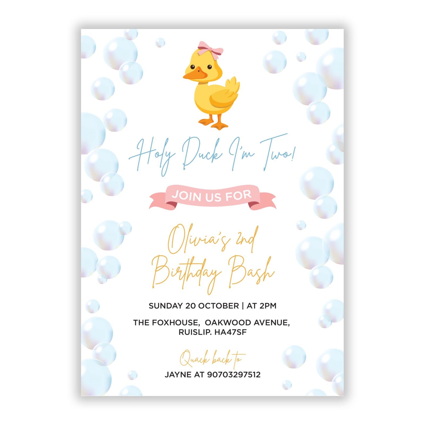 Holy Duck Personalised Baby Birthday A5 Flat Greetings Card