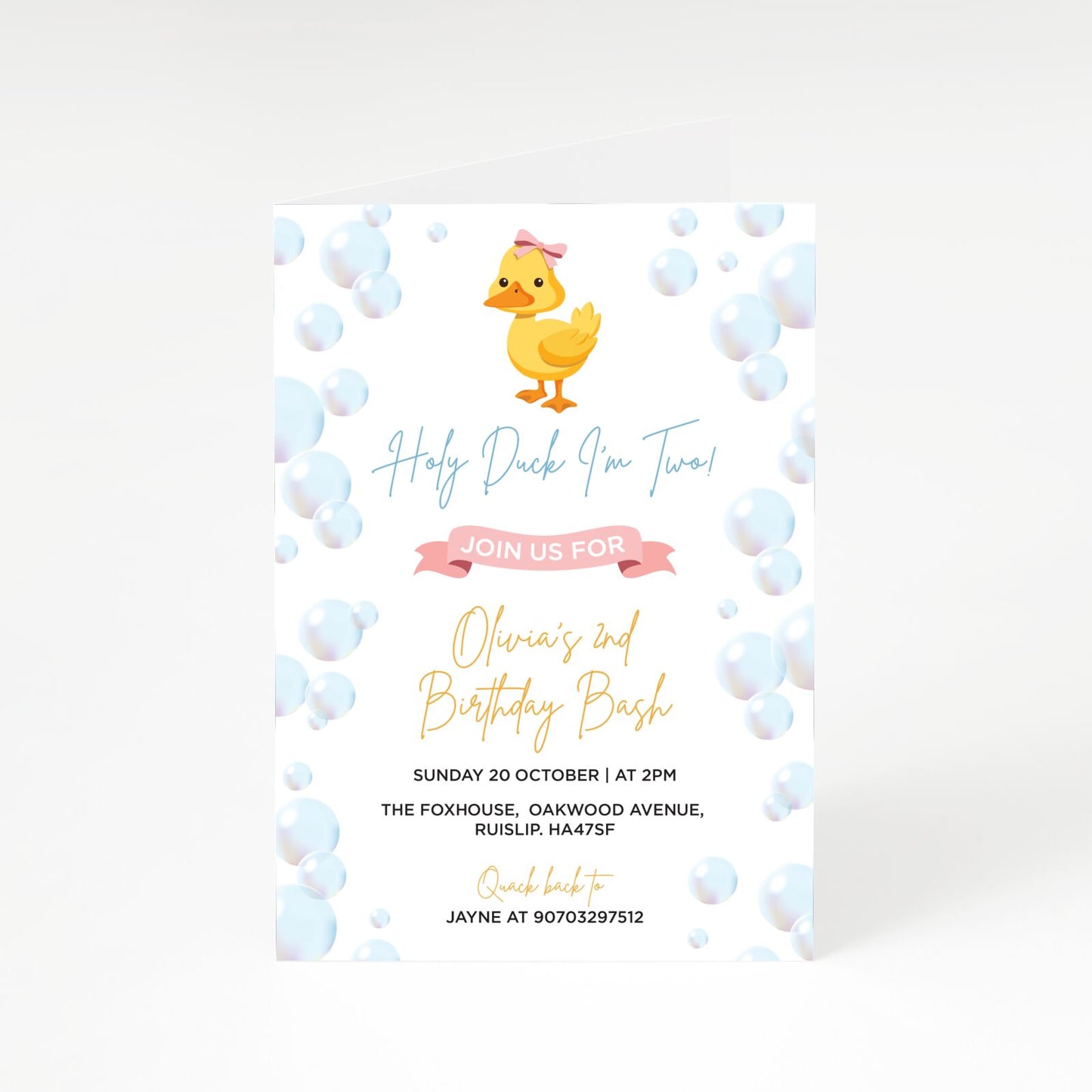 Holy Duck Personalised Baby Birthday A5 Greetings Card