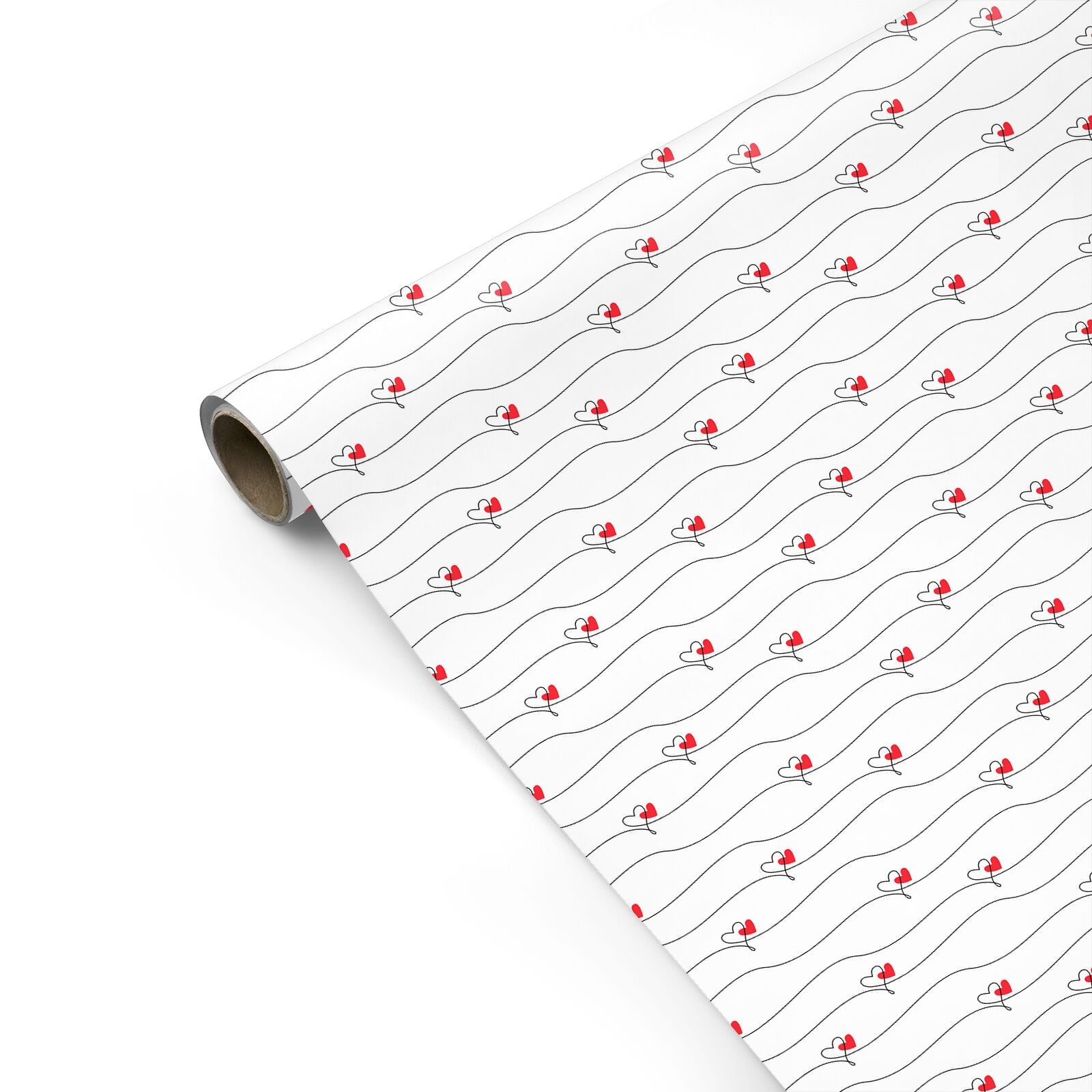 Love Heart Line Art Personalised Gift Wrap