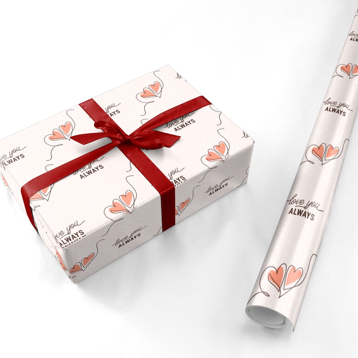 Love You Always Balloon Heart Personalised Wrapping Paper