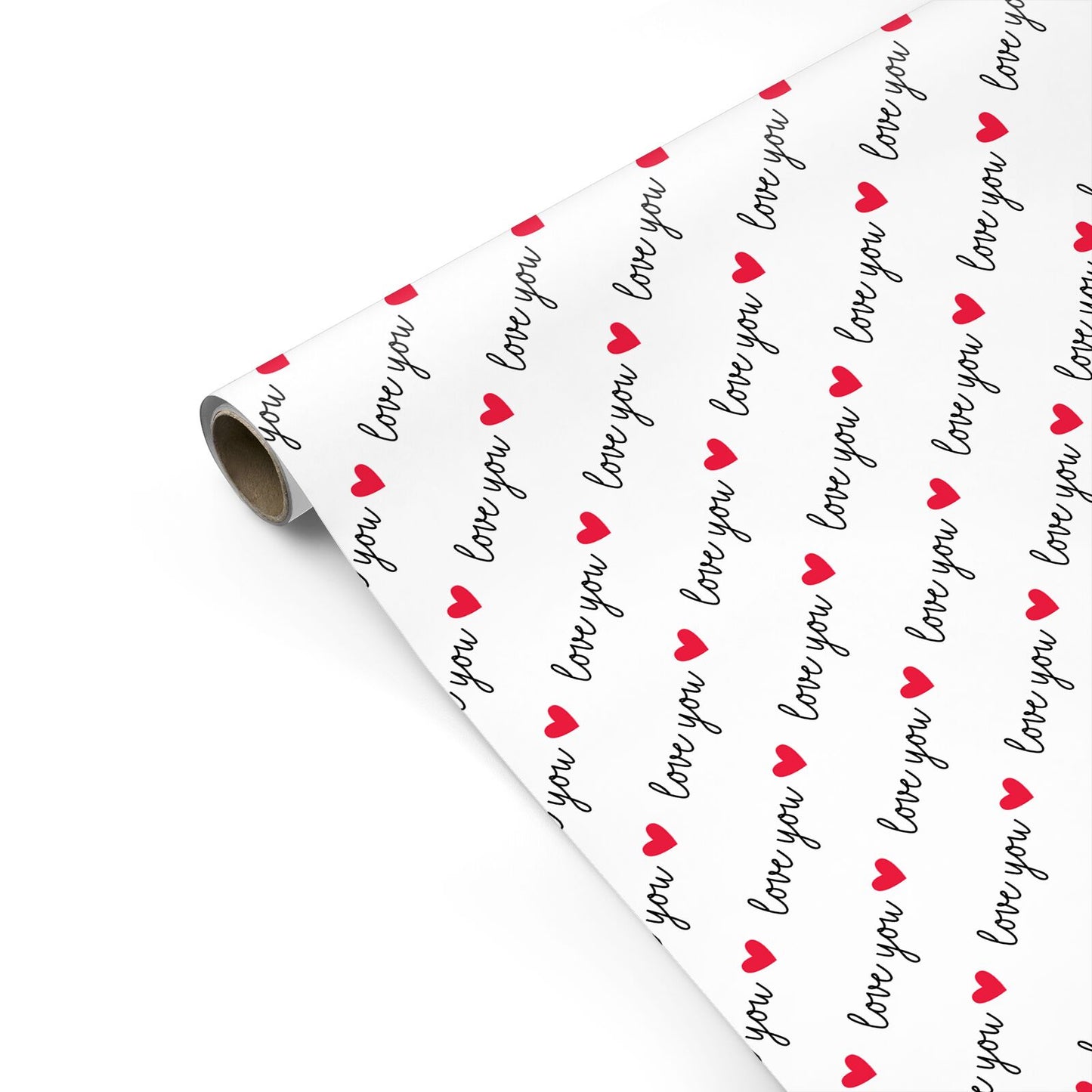 Love You Heart Pattern Personalised Gift Wrap