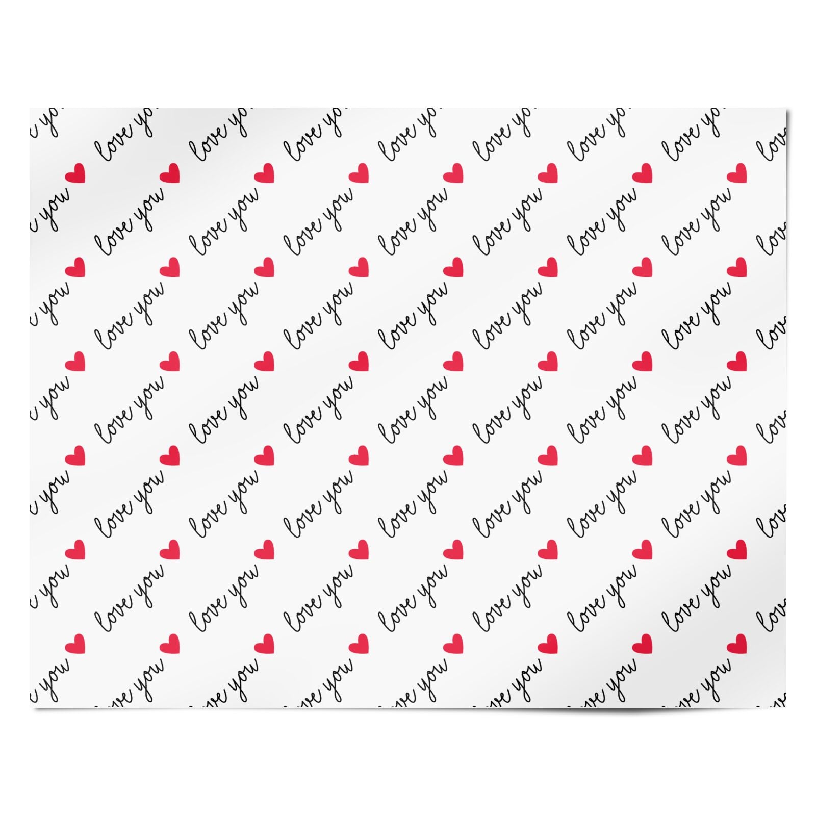 Love You Heart Pattern Personalised Wrapping Paper Alternative