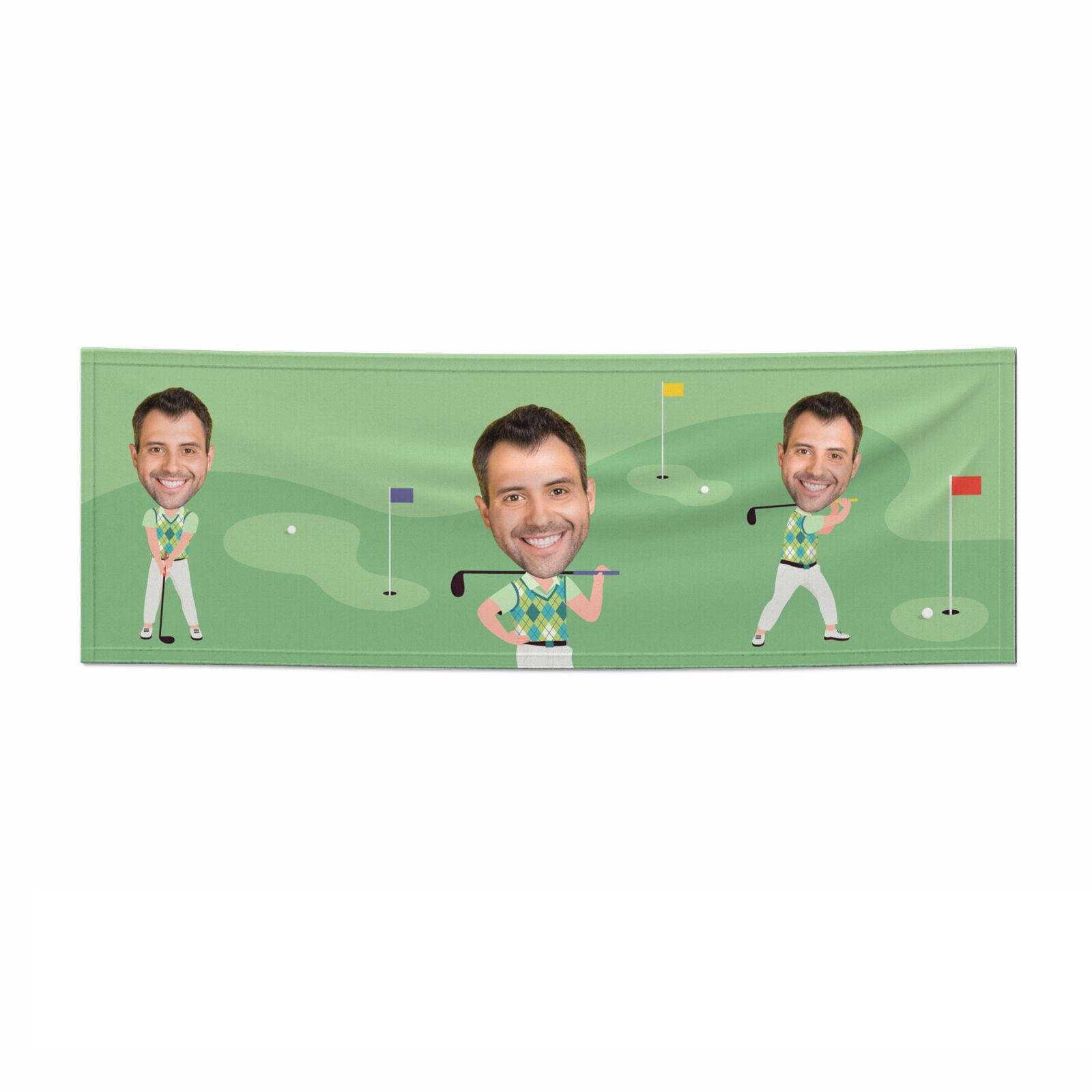 Mens Golf Photo Face 6x2 Paper Banner