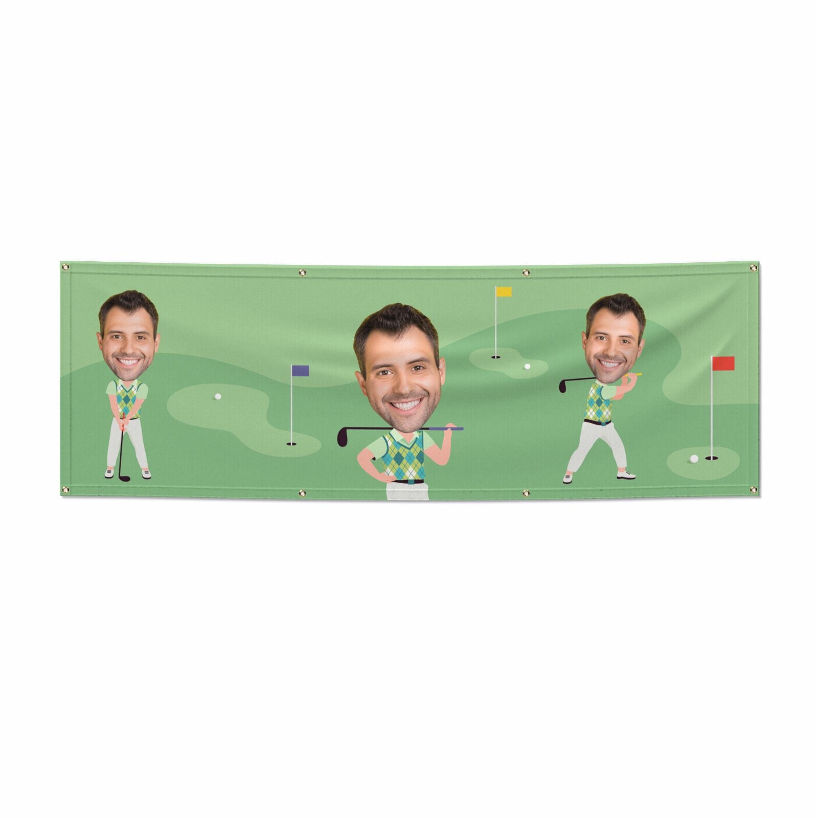 Mens Golf Photo Face 6x2 Vinly Banner with Grommets