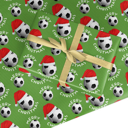 Merry Christmas Football Santa Hat Custom Wrapping Paper