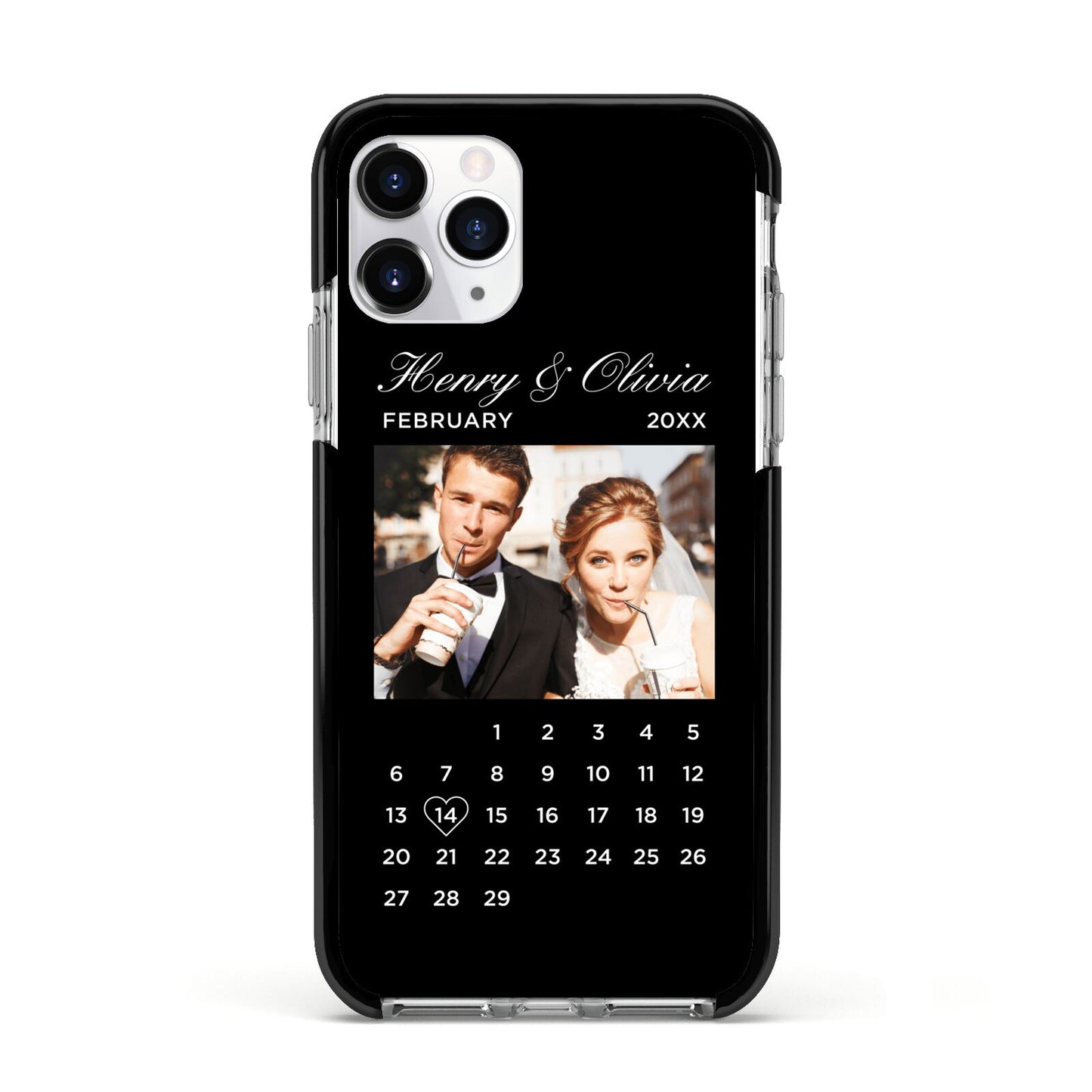 Milestone Date Personalised Photo Apple iPhone 11 Pro in Silver with Black Impact Case