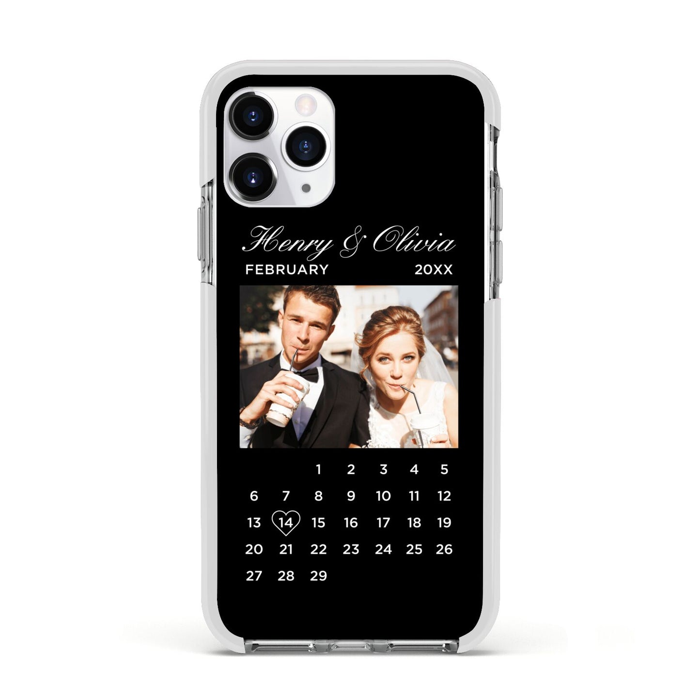 Milestone Date Personalised Photo Apple iPhone 11 Pro in Silver with White Impact Case