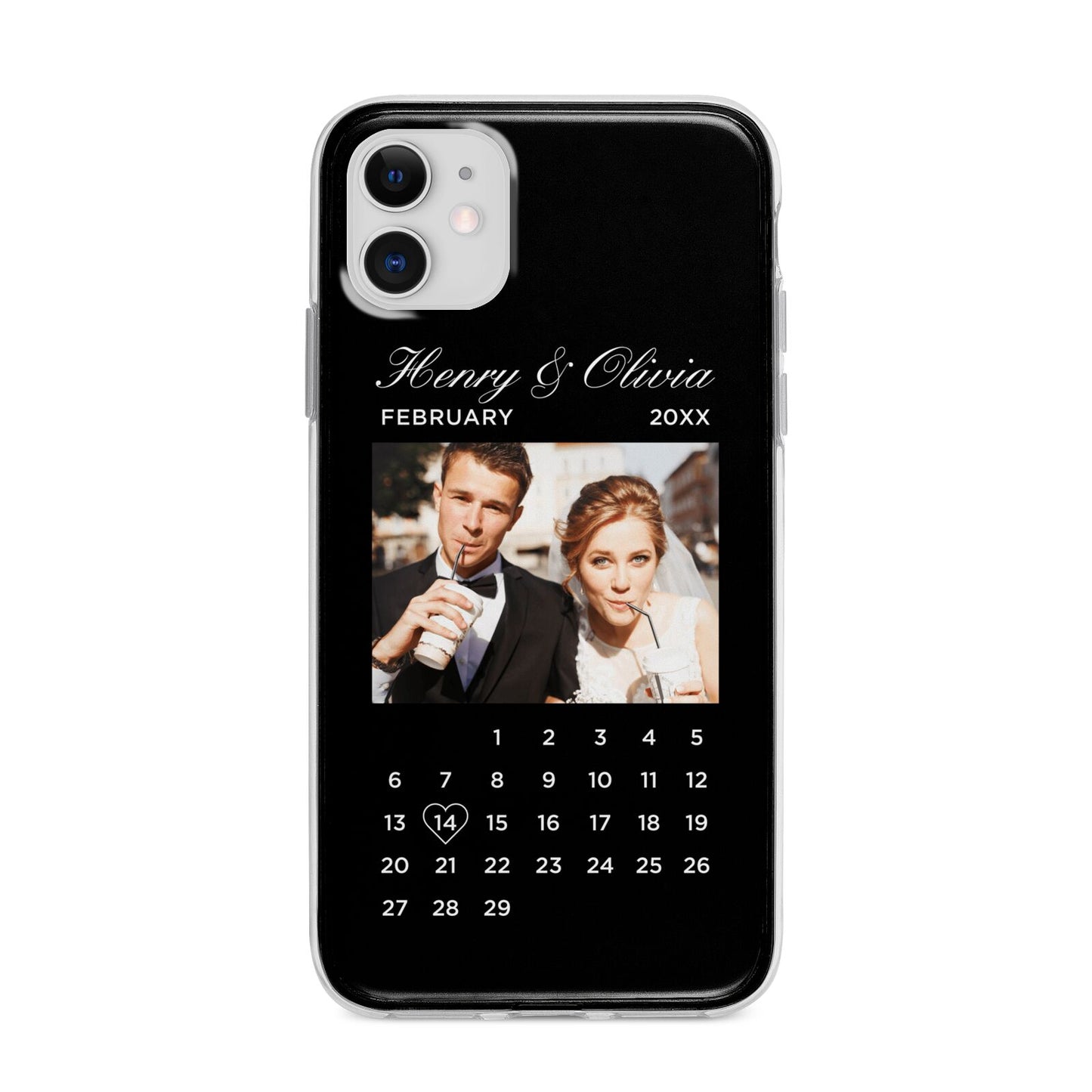 Milestone Date Personalised Photo Apple iPhone 11 in White with Bumper Case