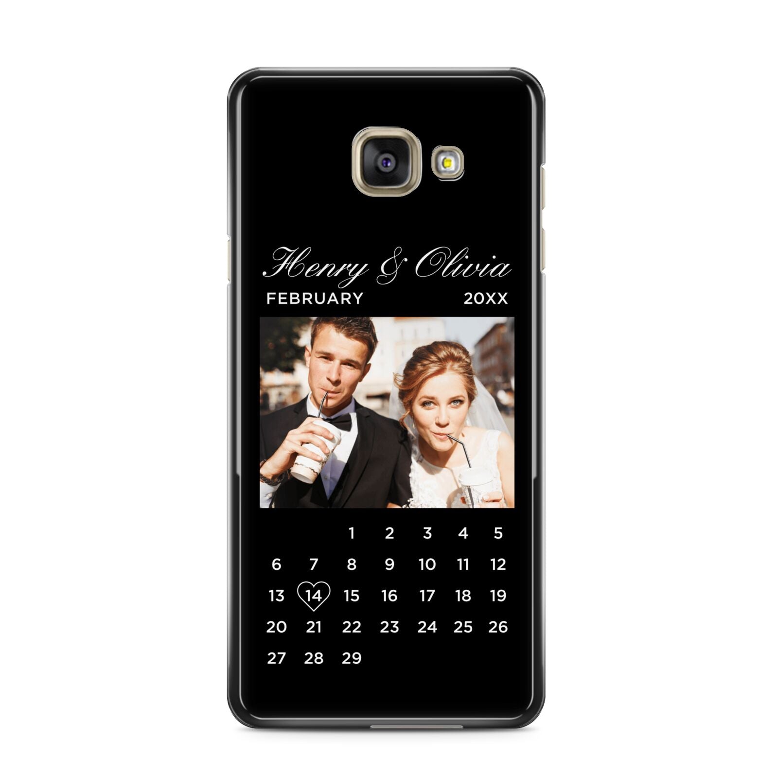 Milestone Date Personalised Photo Samsung Galaxy A3 2016 Case on gold phone