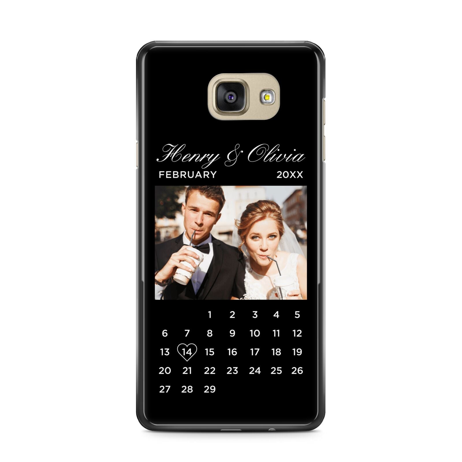 Milestone Date Personalised Photo Samsung Galaxy A7 2016 Case on gold phone