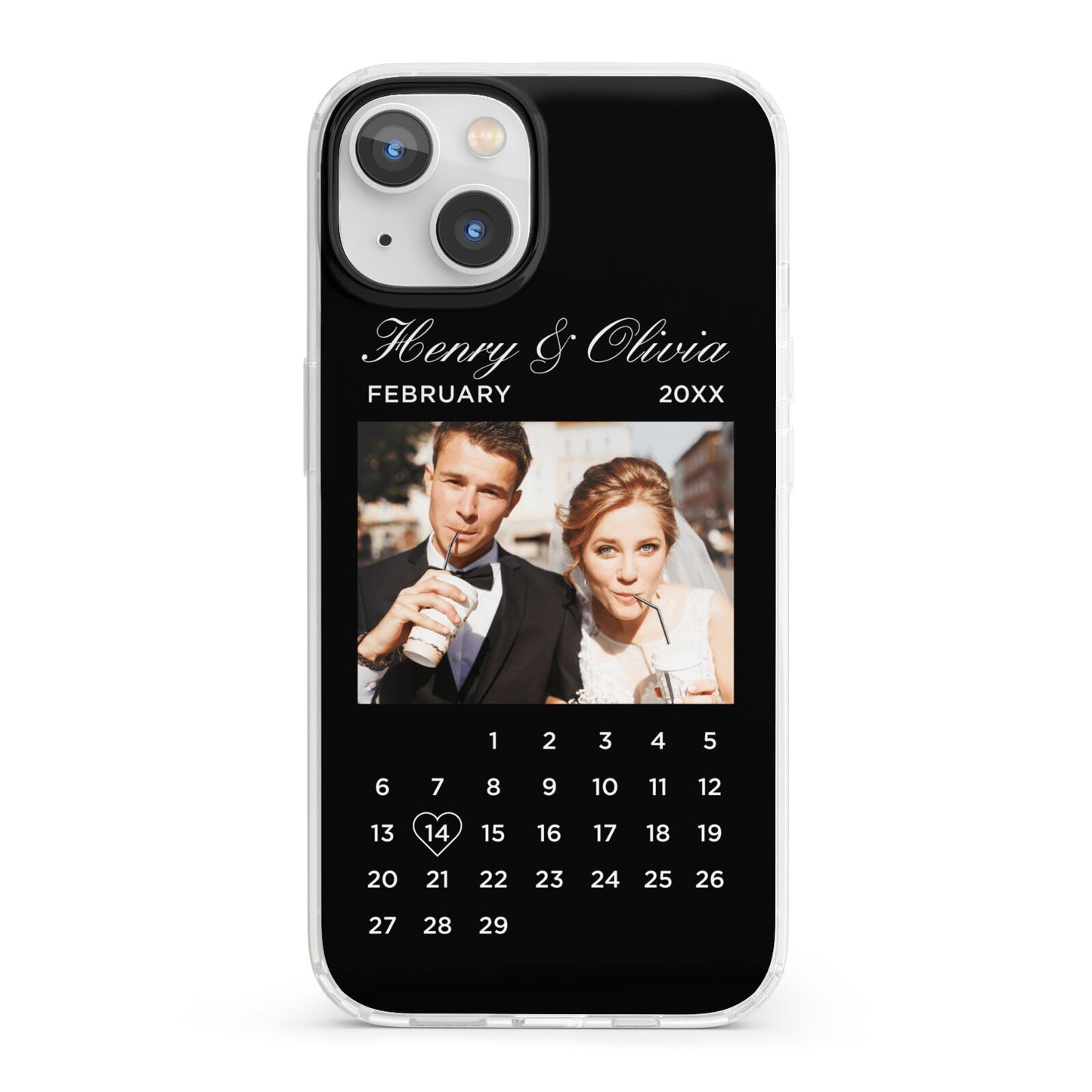 Milestone Date Personalised Photo iPhone 13 Clear Bumper Case