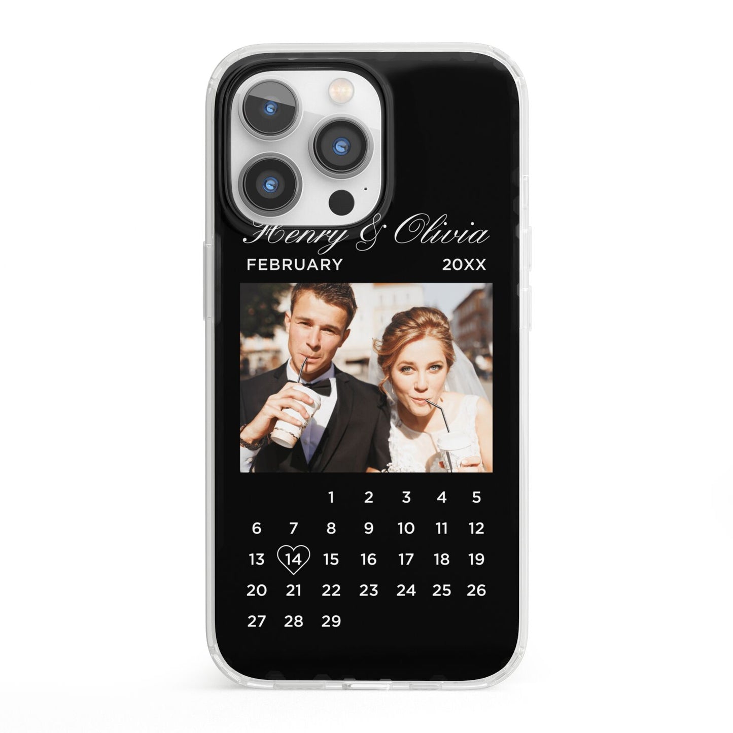 Milestone Date Personalised Photo iPhone 13 Pro Clear Bumper Case