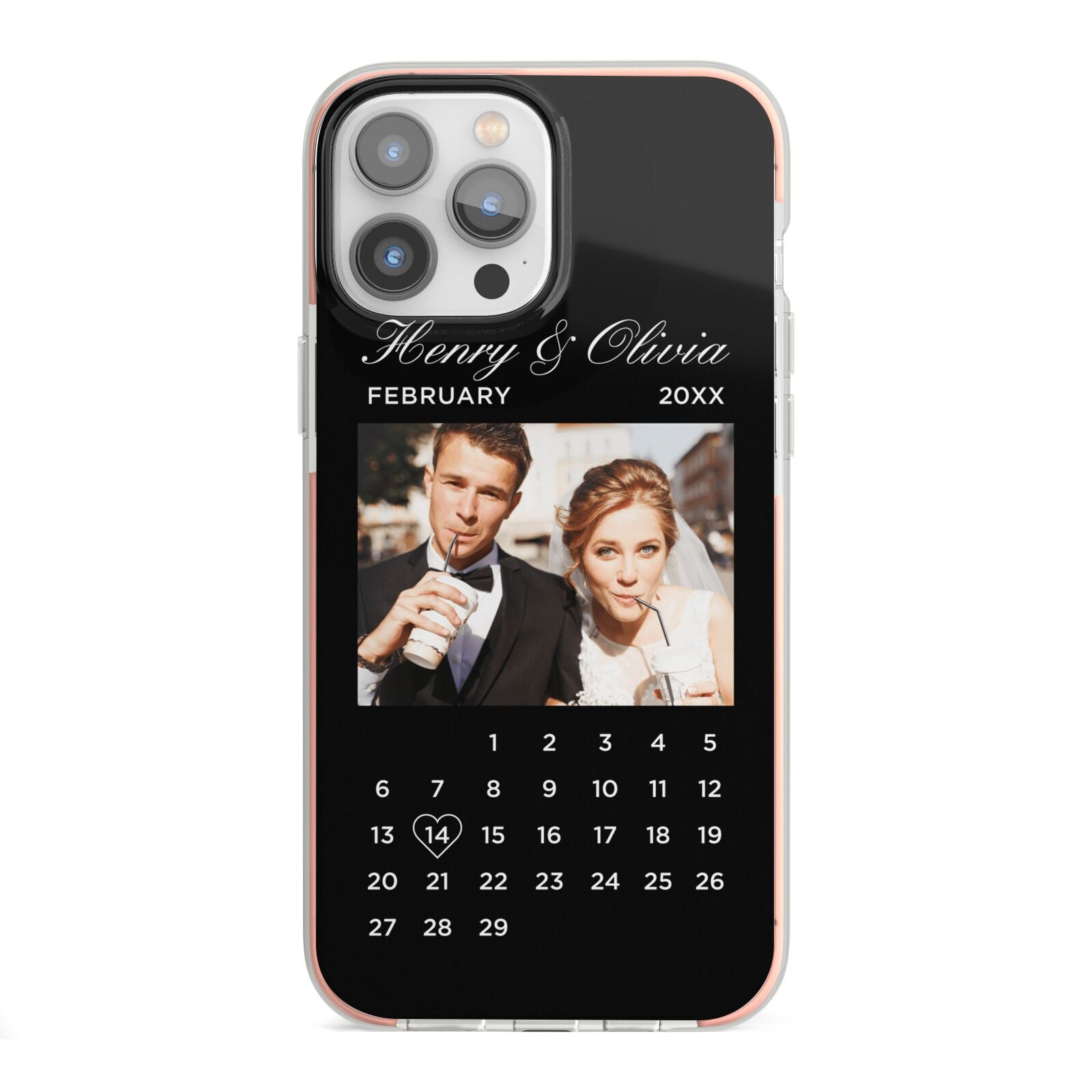 Milestone Date Personalised Photo iPhone 13 Pro Max TPU Impact Case with Pink Edges