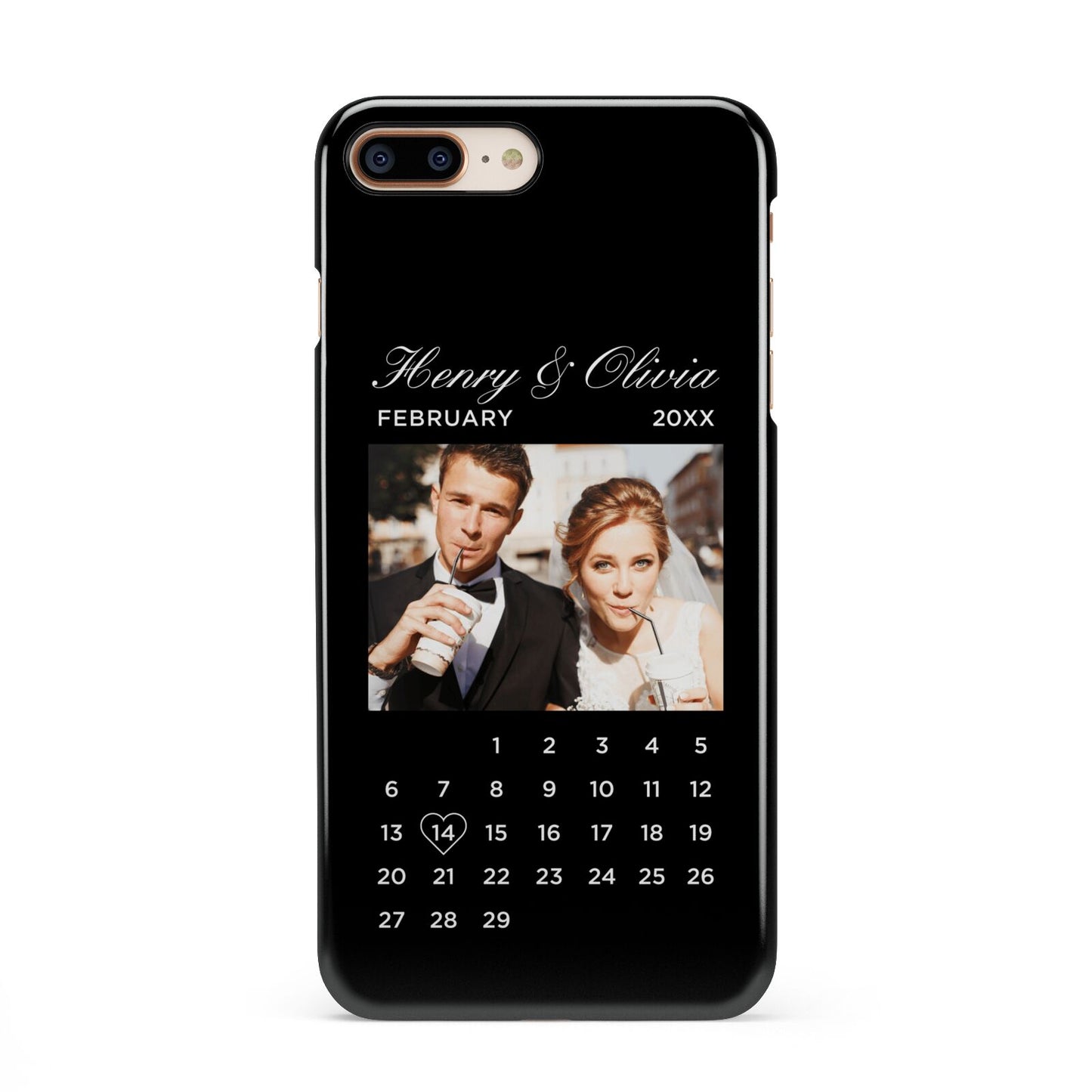 Milestone Date Personalised Photo iPhone 8 Plus 3D Snap Case on Gold Phone