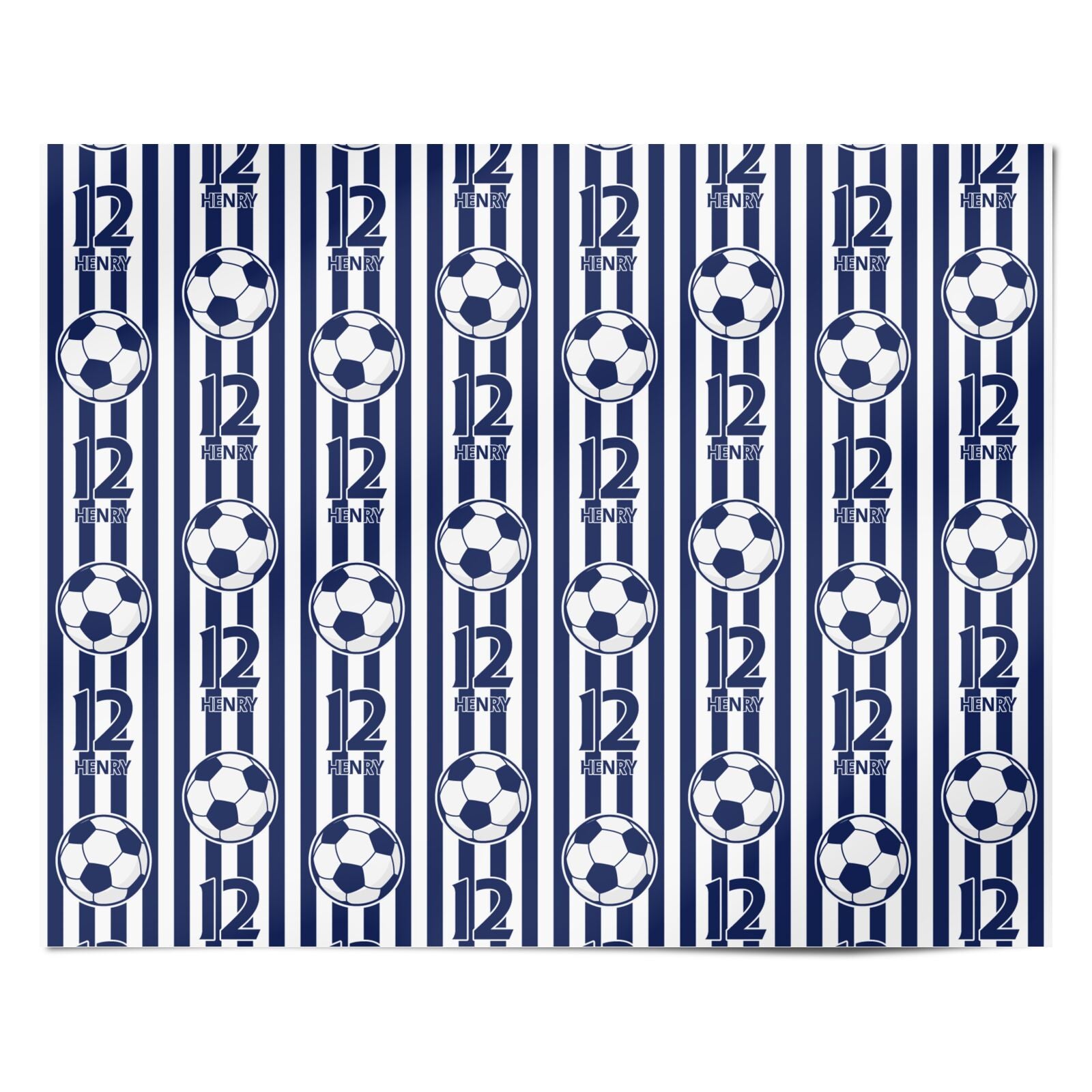 Navy White Football Striped Personalised Personalised Wrapping Paper Alternative