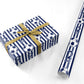 Navy White Football Striped Personalised Personalised Wrapping Paper