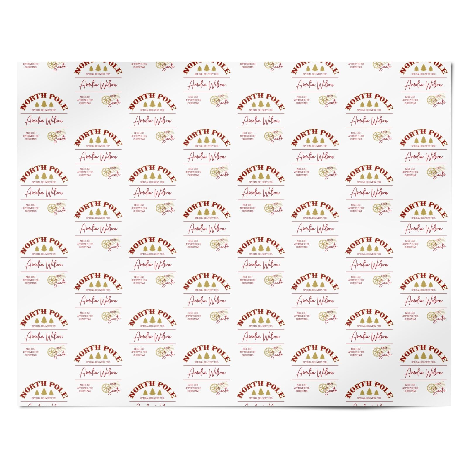 North Pole Custom Personalised Wrapping Paper Alternative