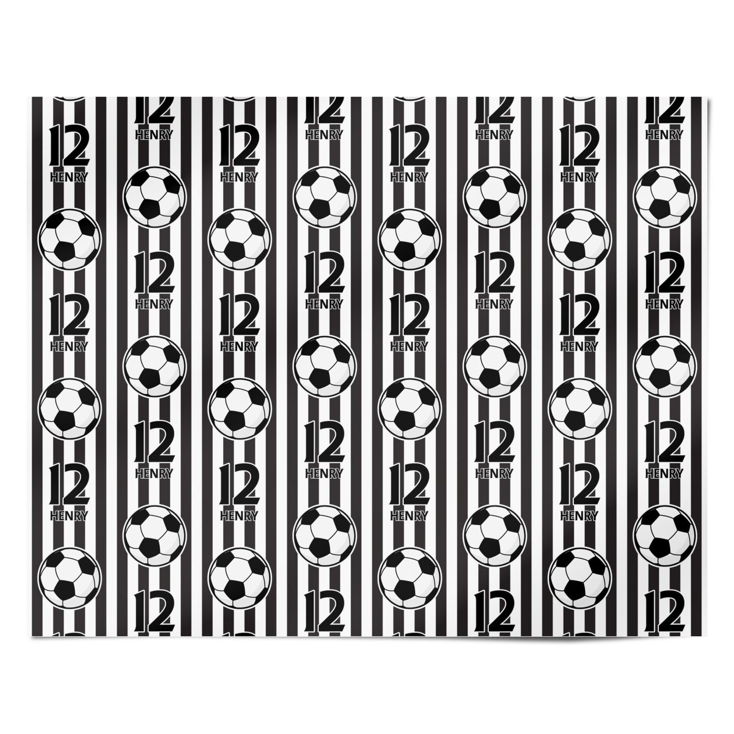 Personalised Black and White Football Personalised Wrapping Paper Alternative