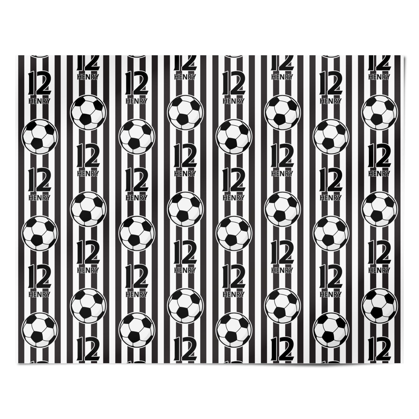 Personalised Black and White Football Personalised Wrapping Paper Alternative