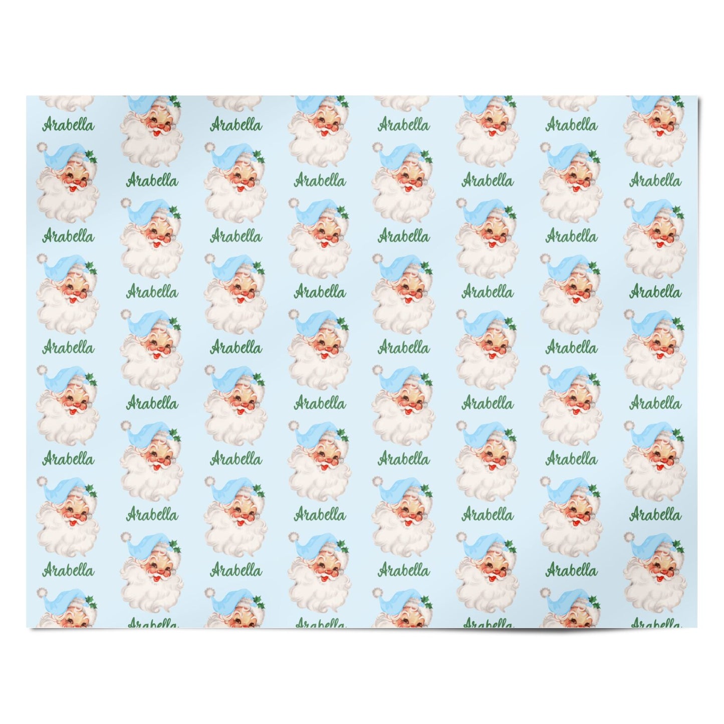 Personalised Blue Santa Hat Christmas Personalised Wrapping Paper Alternative