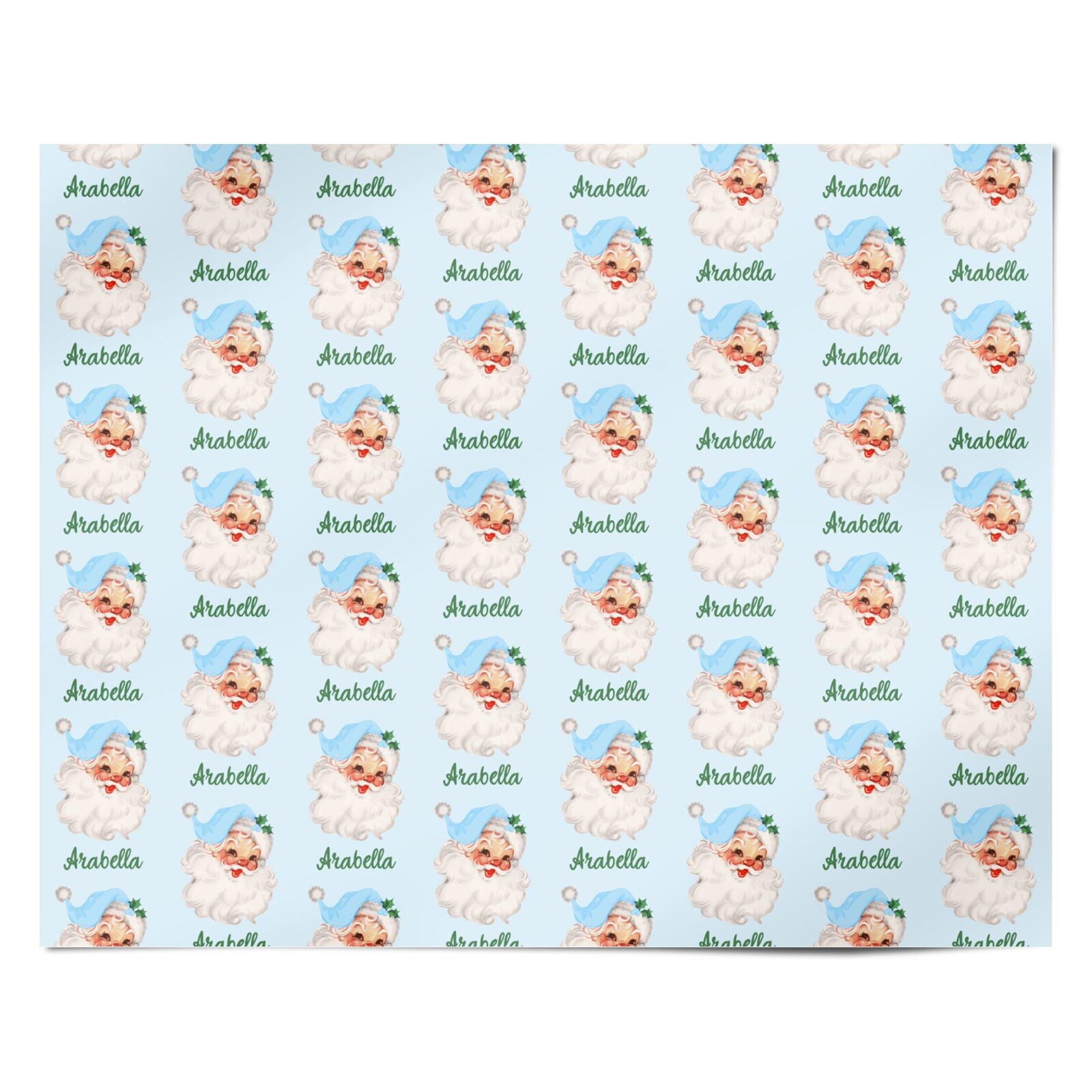 Personalised Blue Santa Hat Christmas Personalised Wrapping Paper Alternative