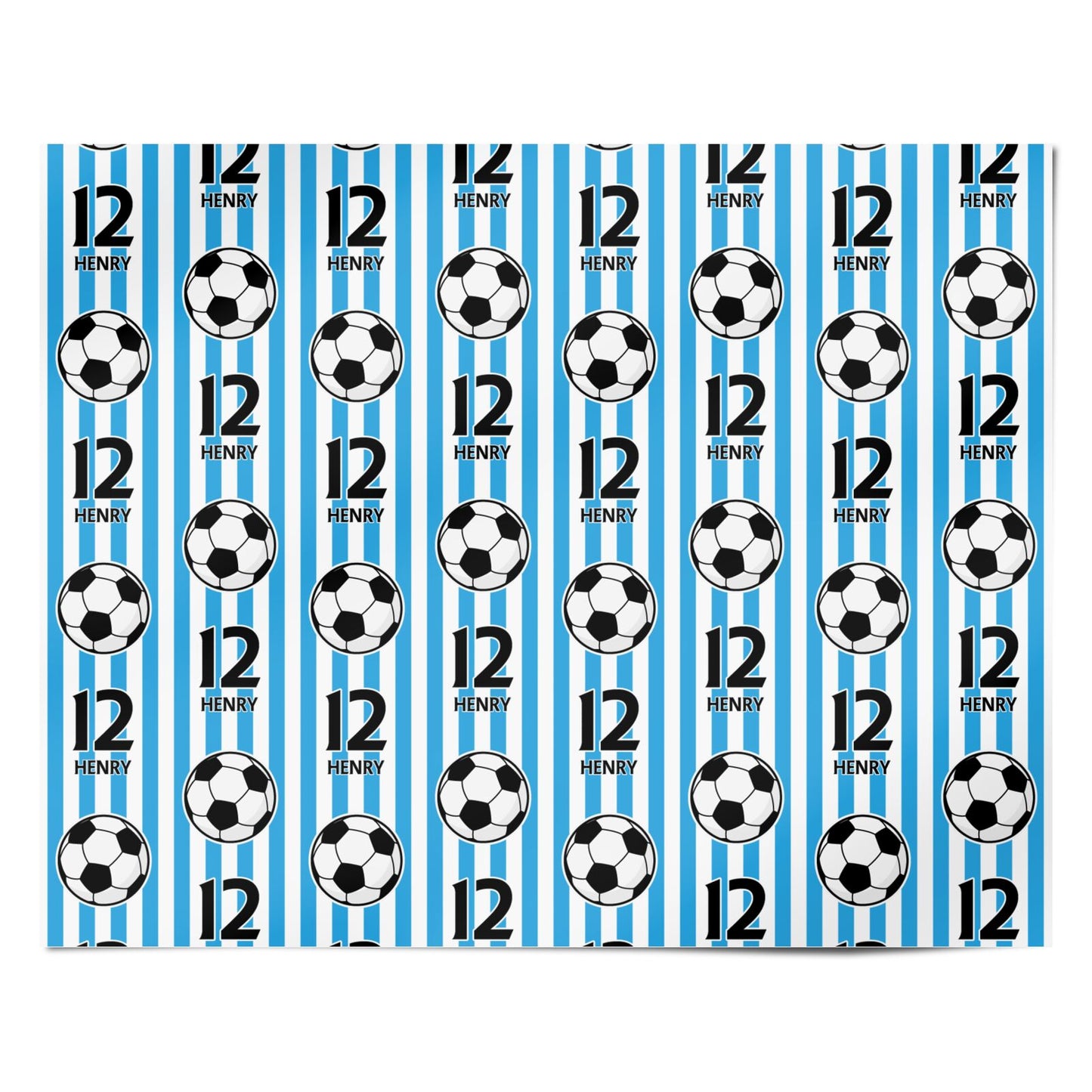 Personalised Blue White Football Birthday Personalised Wrapping Paper Alternative