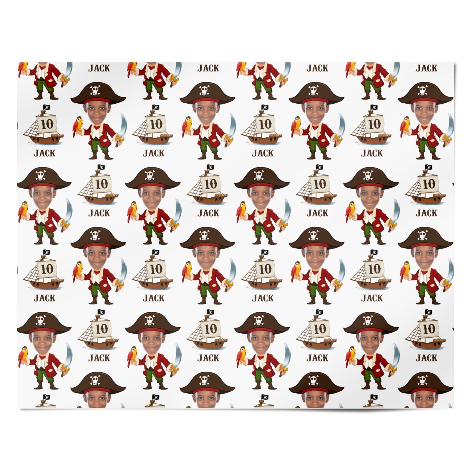 Personalised Boys Photo Face Pirate Birthday Personalised Wrapping Paper Alternative