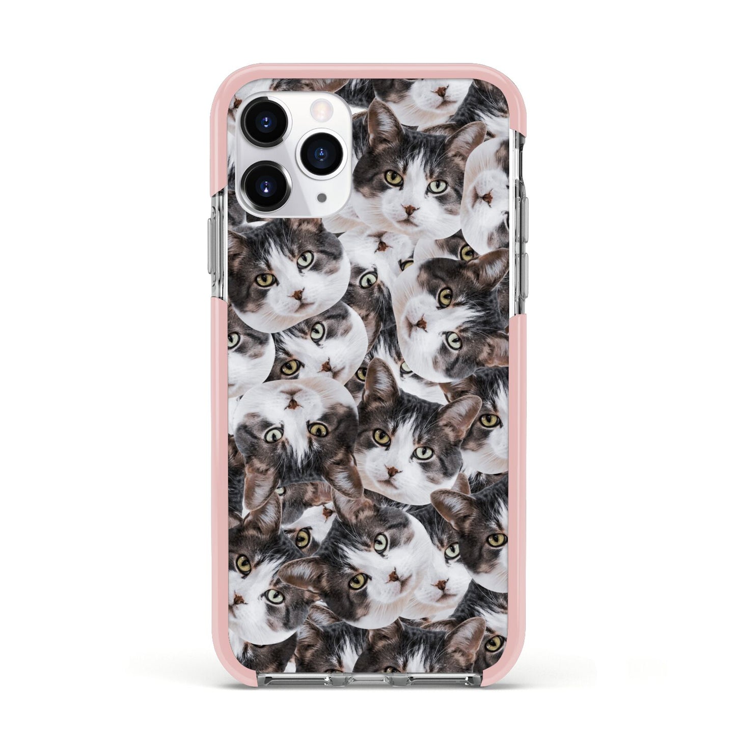 Personalised Cat Photo Collage Apple iPhone 11 Pro in Silver with Pink Impact Case