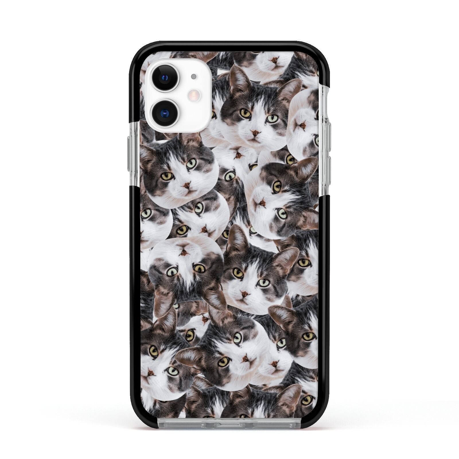 Personalised Cat Photo Collage Apple iPhone 11 in White with Black Impact Case