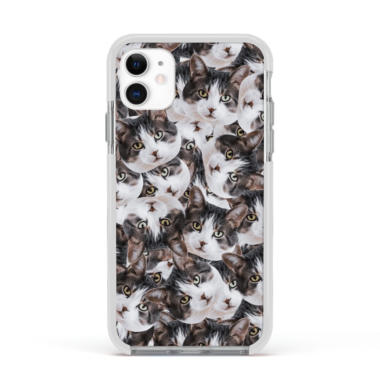 Personalised Cat Photo Collage Apple iPhone 11 in White with White Impact Case