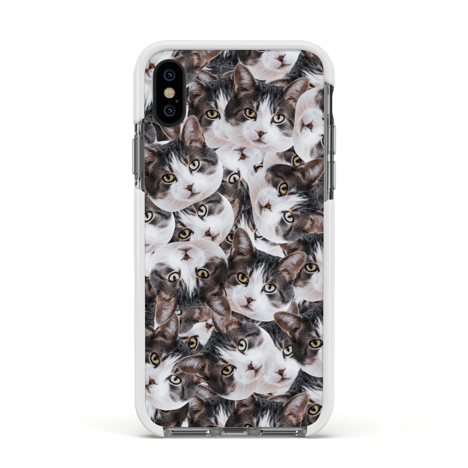 Personalised Cat Photo Collage Apple iPhone Xs Impact Case White Edge on Black Phone