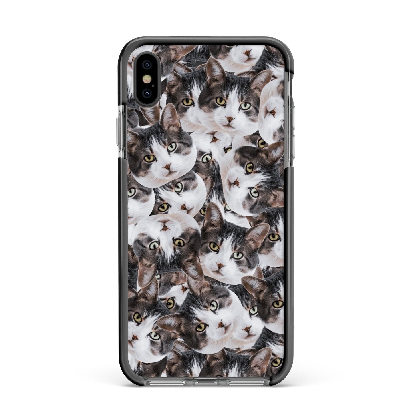 Personalised Cat Photo Collage Apple iPhone Xs Max Impact Case Black Edge on Black Phone