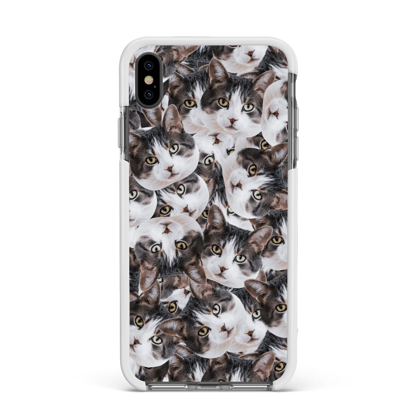 Personalised Cat Photo Collage Apple iPhone Xs Max Impact Case White Edge on Black Phone