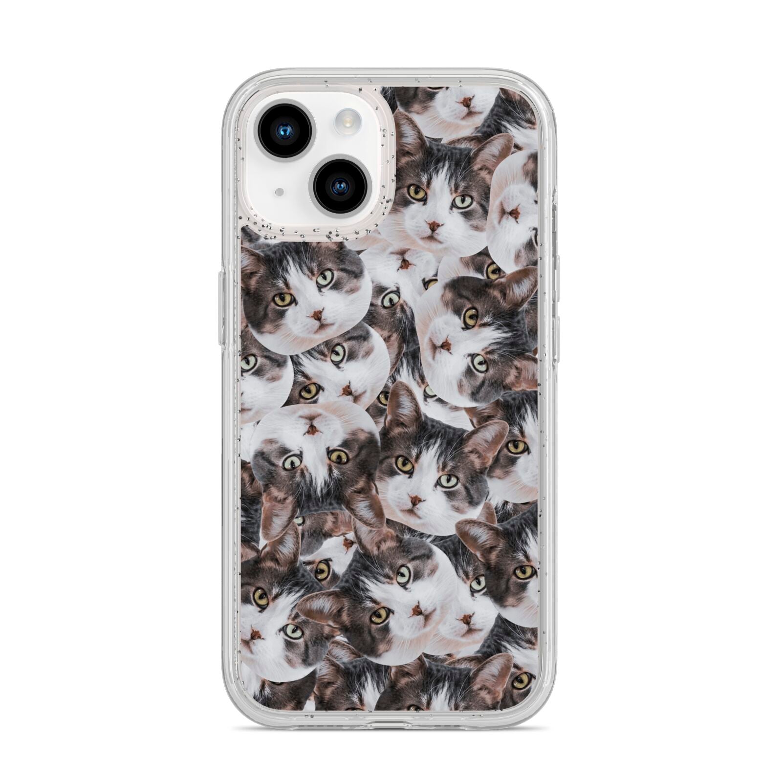 Personalised Cat Photo Collage iPhone 14 Glitter Tough Case Starlight