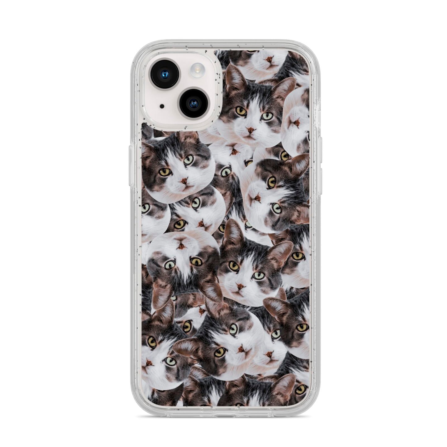 Personalised Cat Photo Collage iPhone 14 Plus Glitter Tough Case Starlight