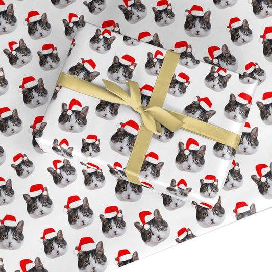 Personalised Cat Santa Hat Custom Wrapping Paper