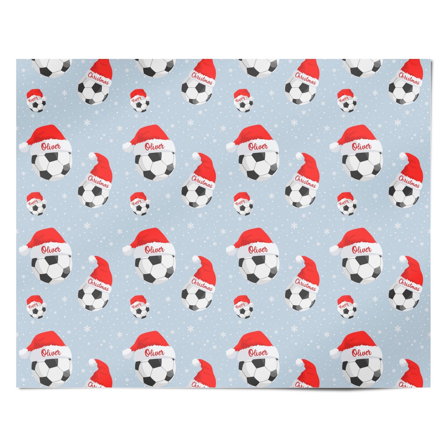 Personalised Christmas Football Santa Hat Personalised Wrapping Paper Alternative