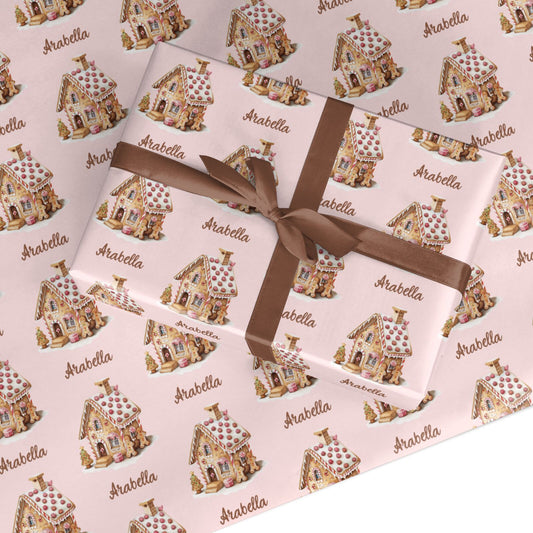 Personalised Christmas Gingerbread House Custom Wrapping Paper