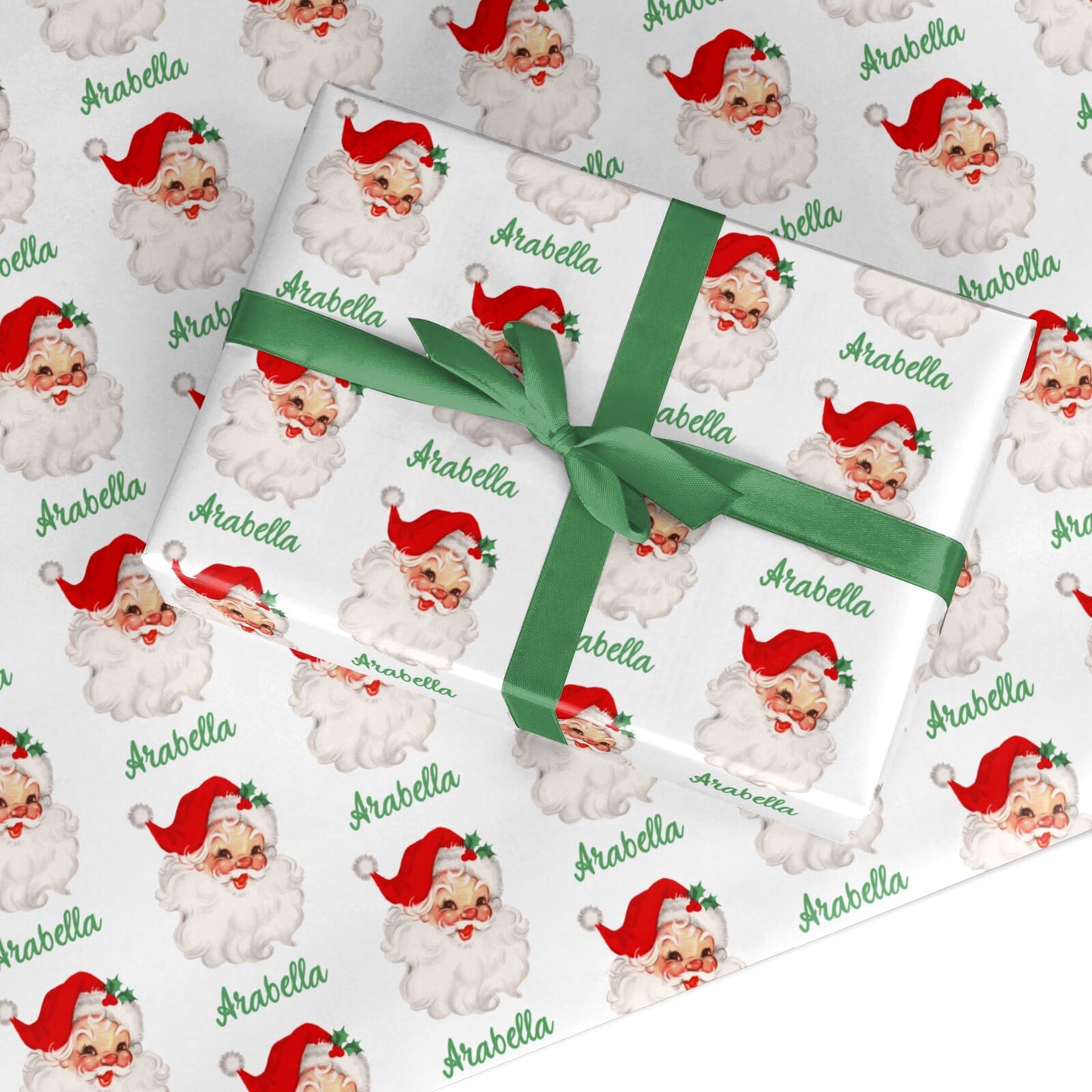 Personalised Christmas Vintage Santa Custom Wrapping Paper