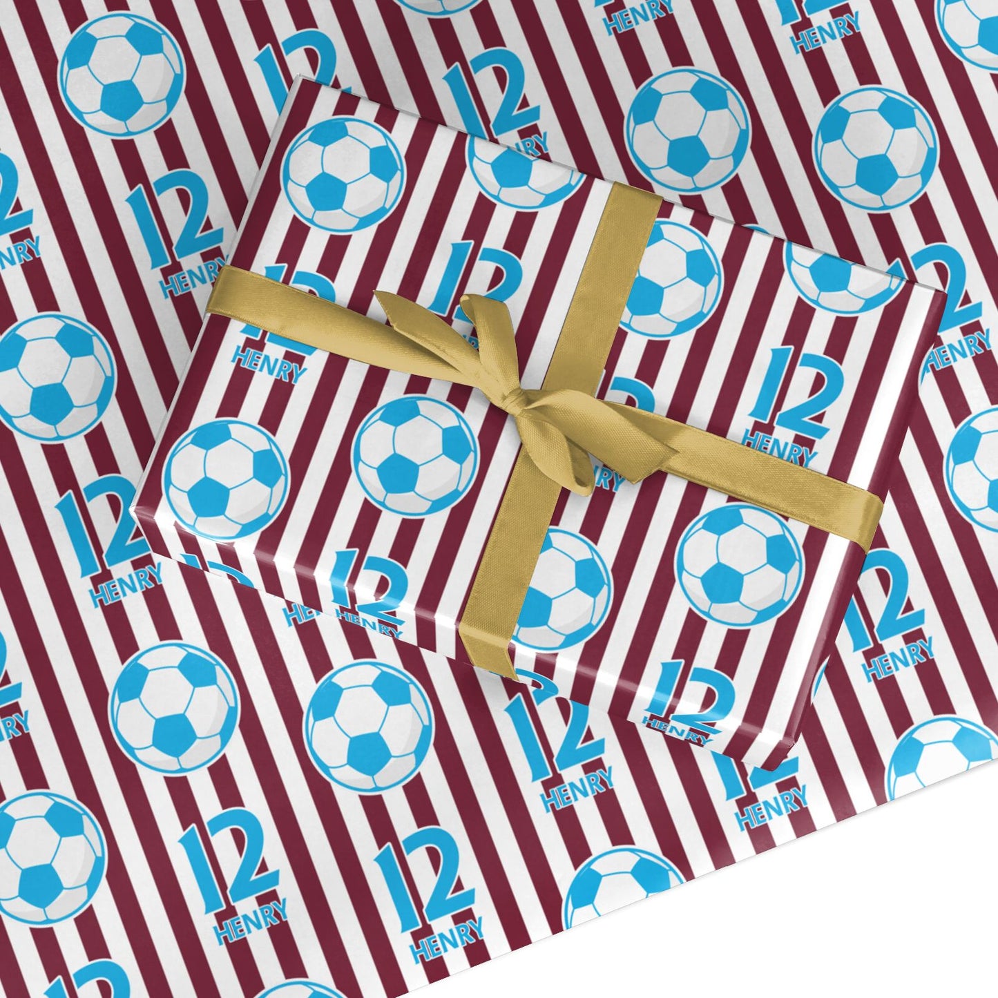 Personalised Claret and Blue Football Custom Wrapping Paper