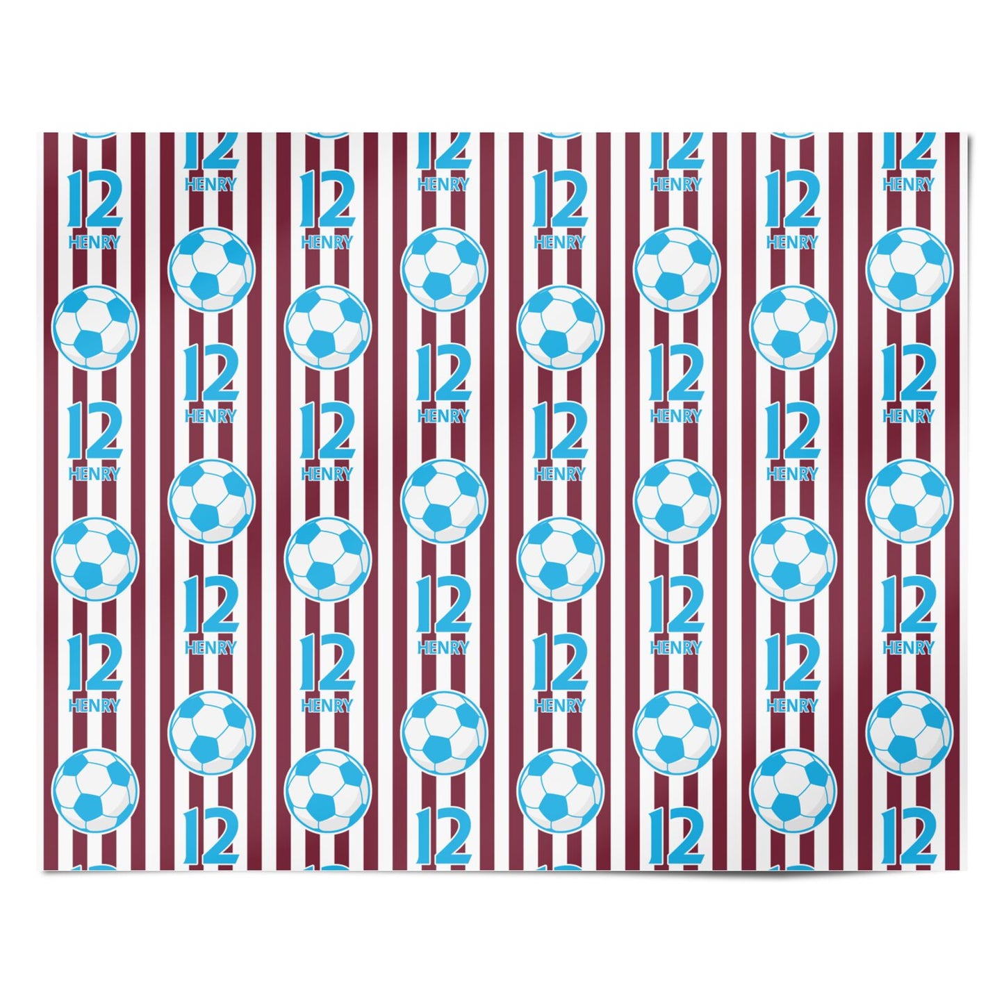 Personalised Claret and Blue Football Personalised Wrapping Paper Alternative