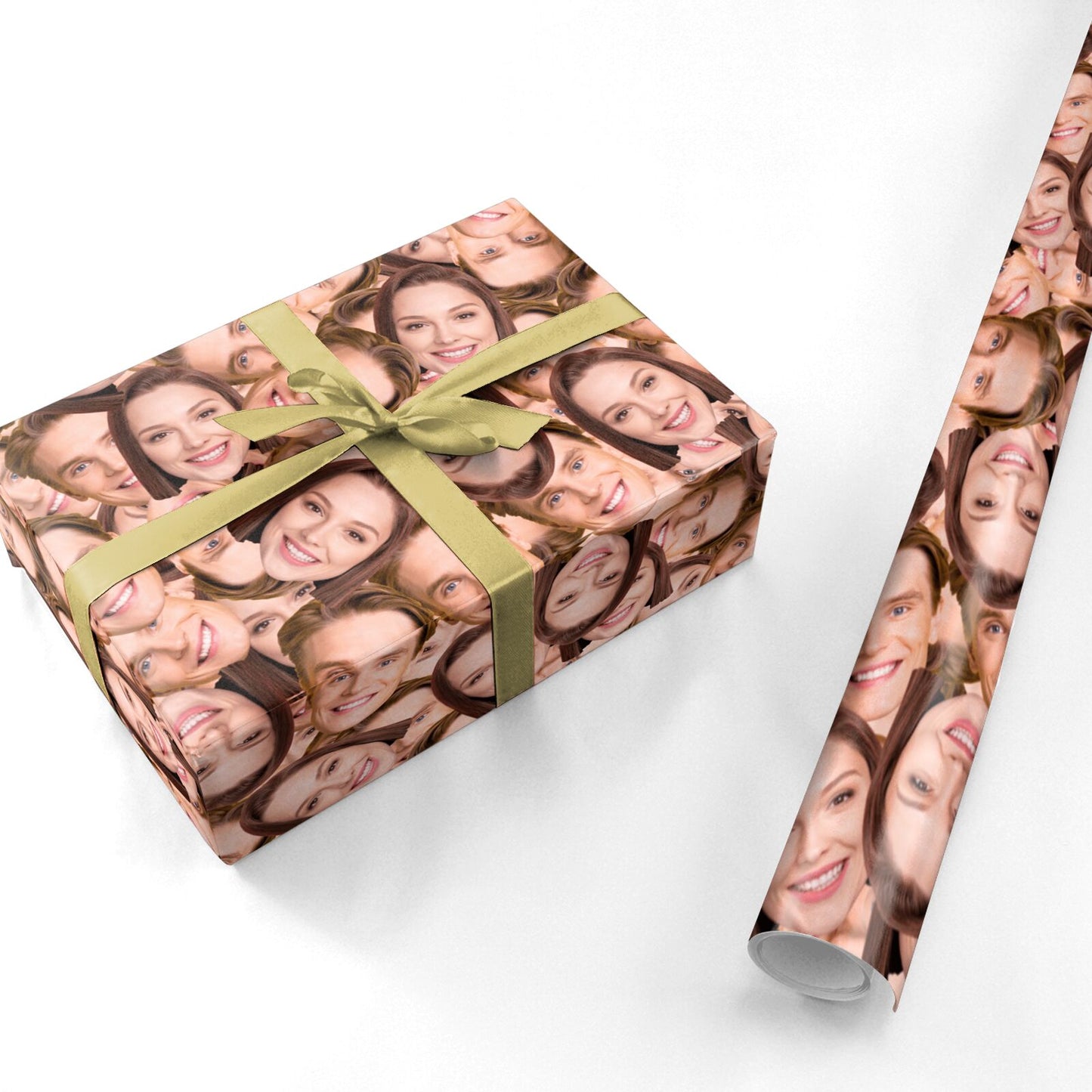 Personalised Couples Two Photo Face Personalised Wrapping Paper