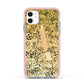 Personalised Gold Black Cheetah Apple iPhone 11 in White with Pink Impact Case