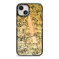 Personalised Gold Black Cheetah iPhone 13 Black Impact Case on Silver phone