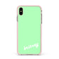 Personalised Green Name Apple iPhone Xs Max Impact Case Pink Edge on Gold Phone