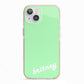 Personalised Green Name iPhone 13 TPU Impact Case with Pink Edges