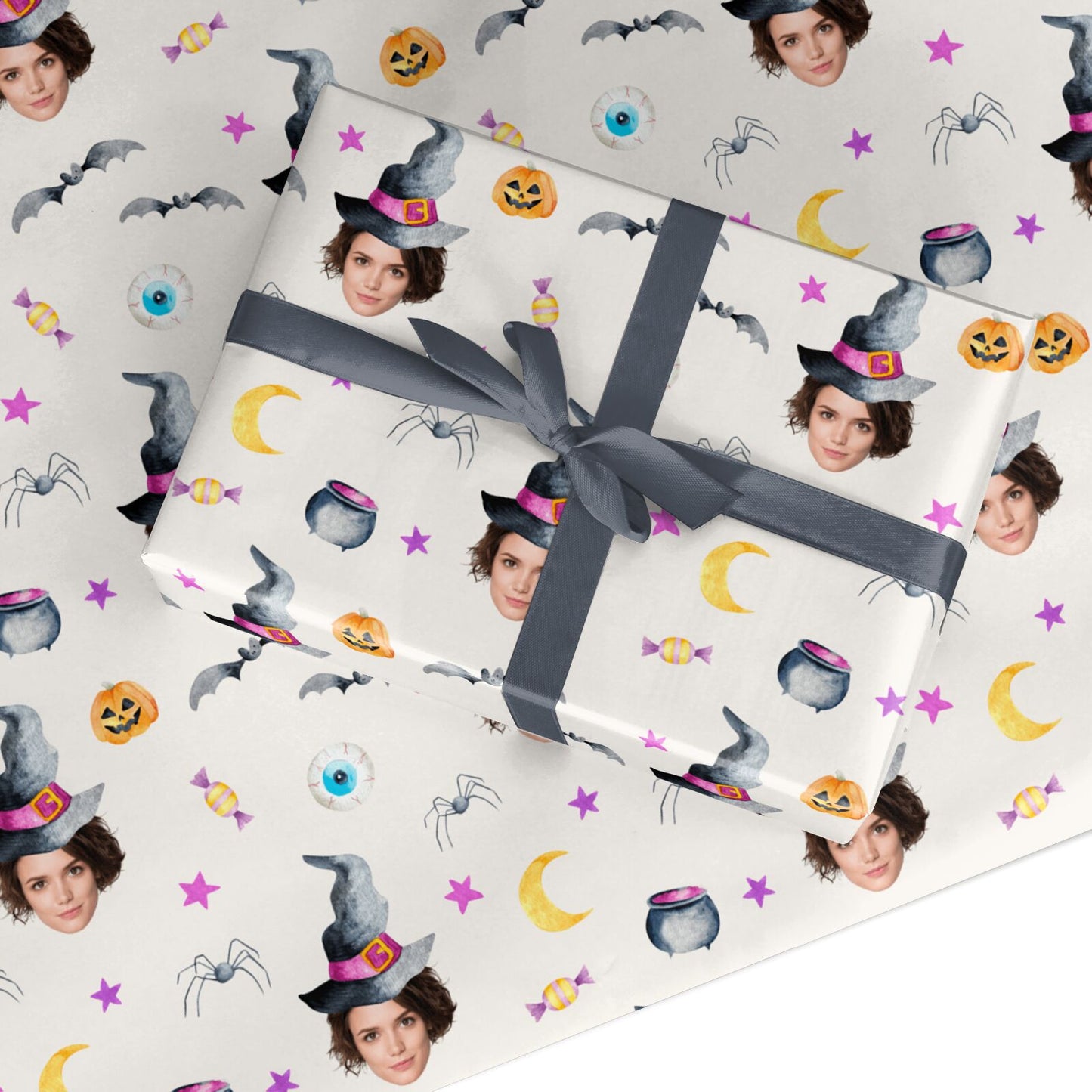 Personalised Halloween Magic Witch Photo Custom Wrapping Paper