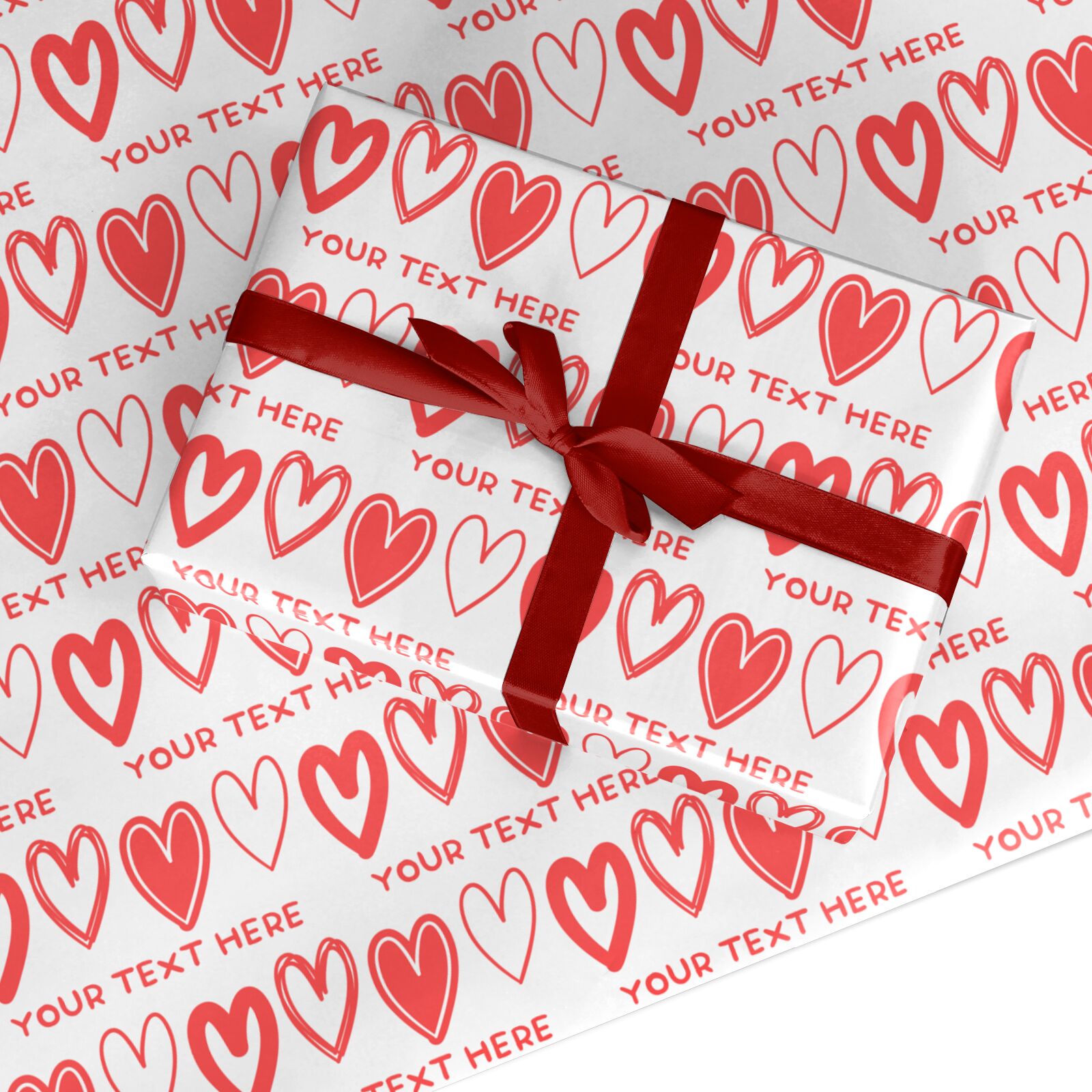 Personalised Love Heart Text Custom Wrapping Paper