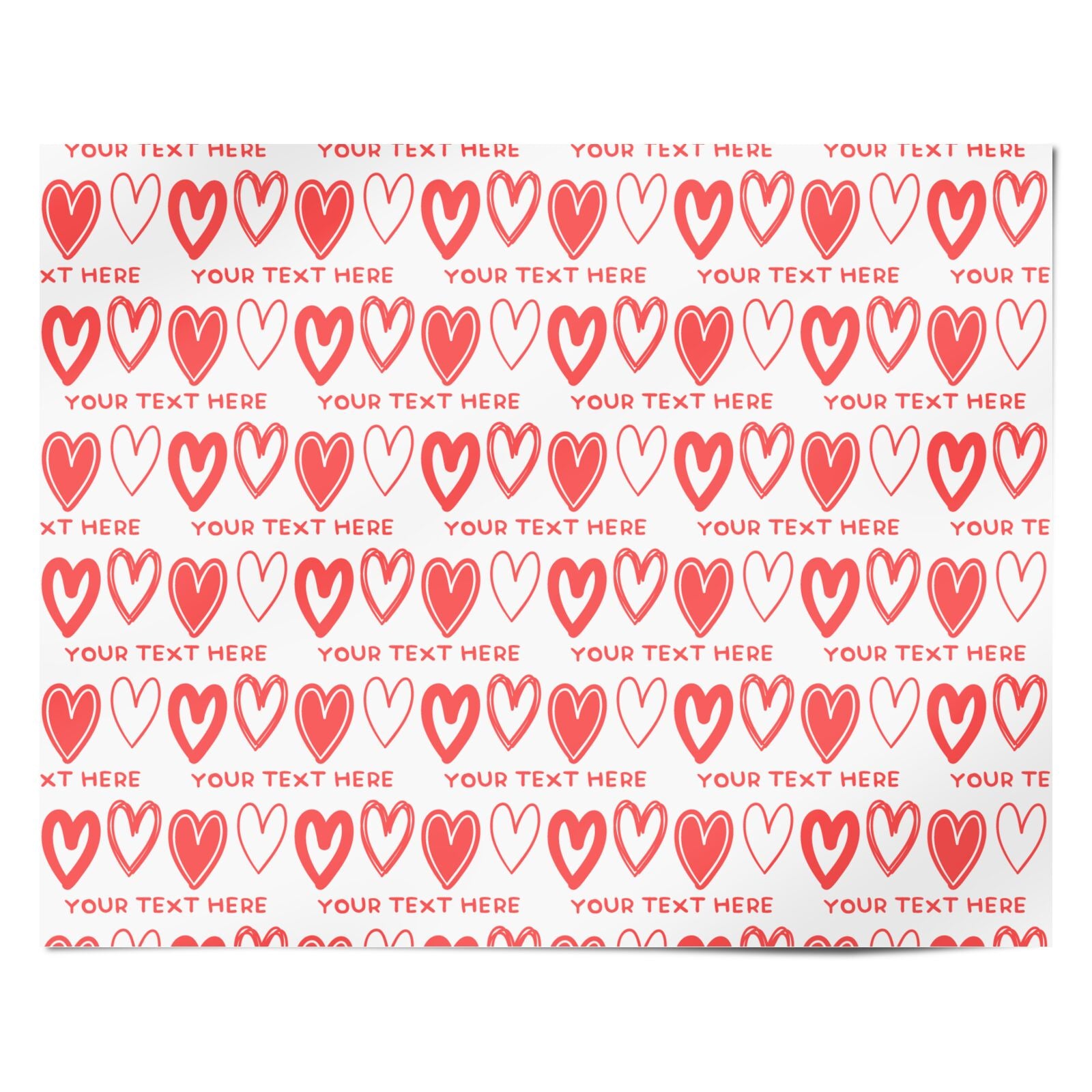 Personalised Love Heart Text Personalised Wrapping Paper Alternative