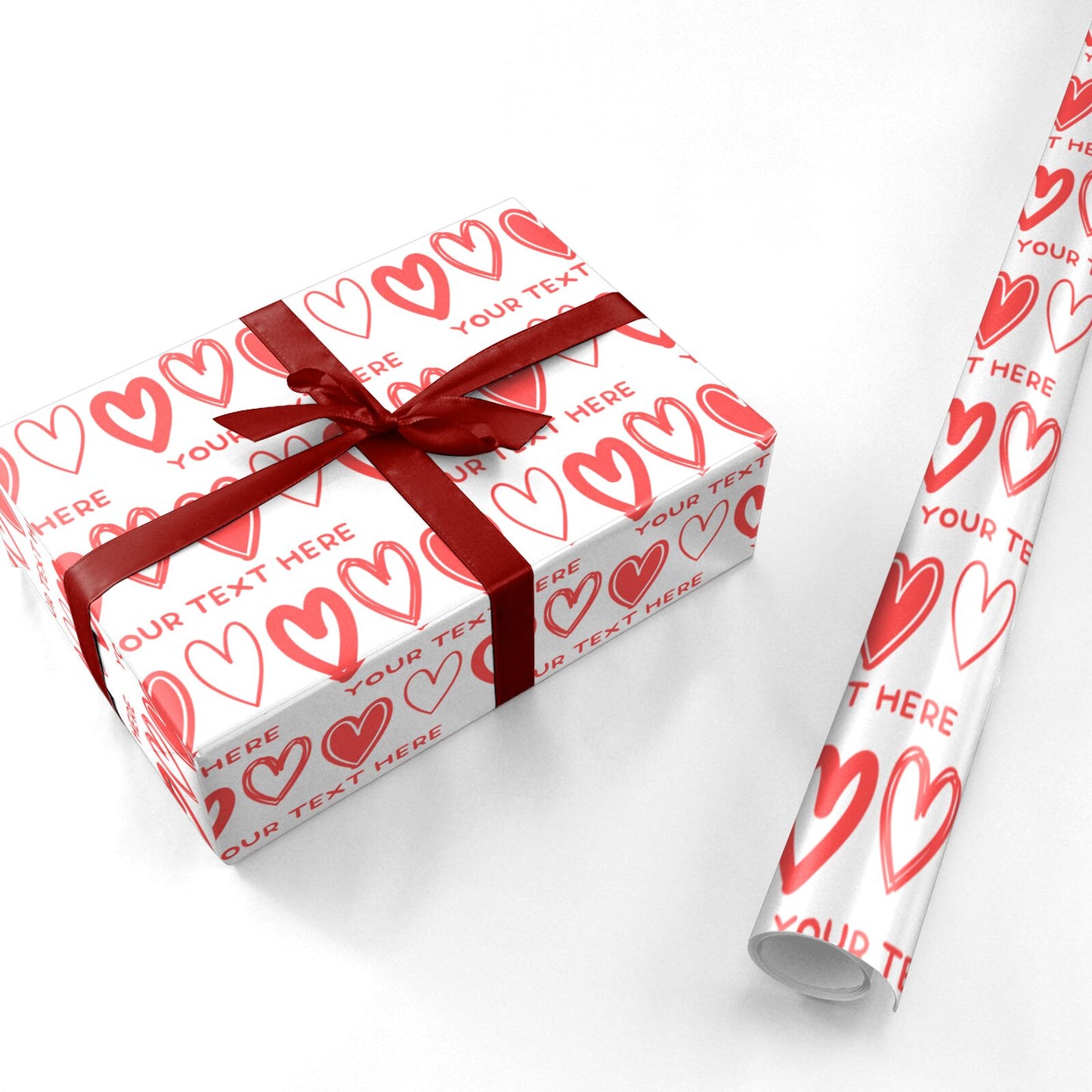 Personalised Love Heart Text Personalised Wrapping Paper